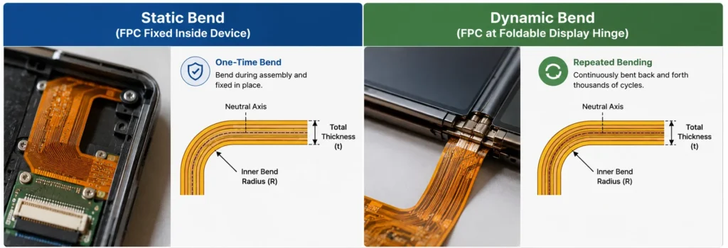 static vs dynamic FPC bending comparison with R t ratio examples 1.webp