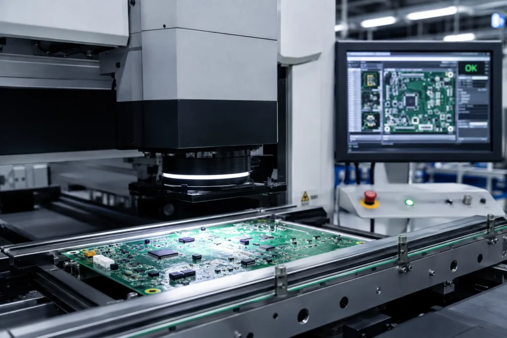 aoi automated optical inspection machine scanning pcb assembly