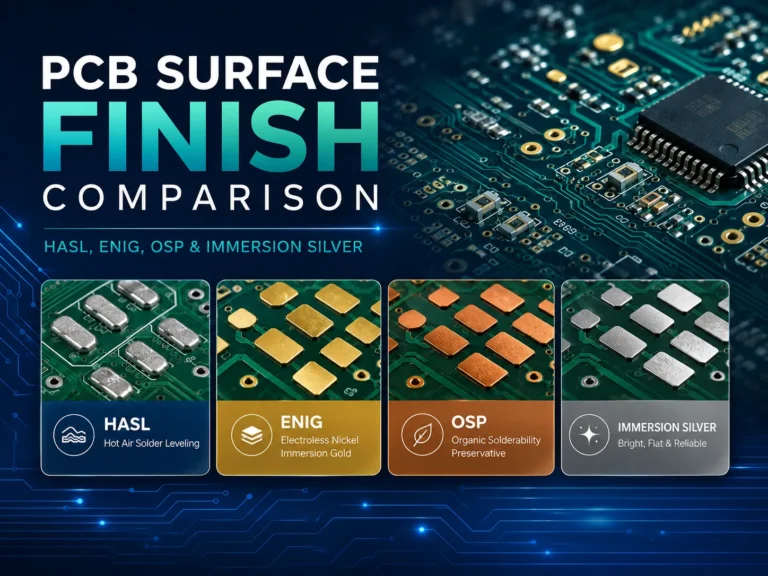 pcb surface finish types comparison cover showing HASL ENIG OSP and immersion silver finishes