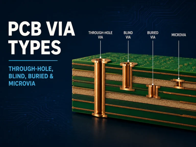pcb via types diagram showing through hole blind via buried via and microvia structures