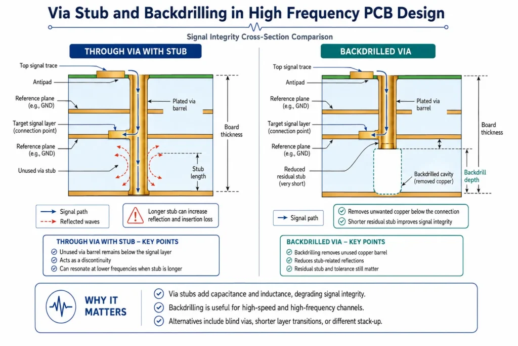 via stub backdrilling diagram high frequency pcb signal integrity