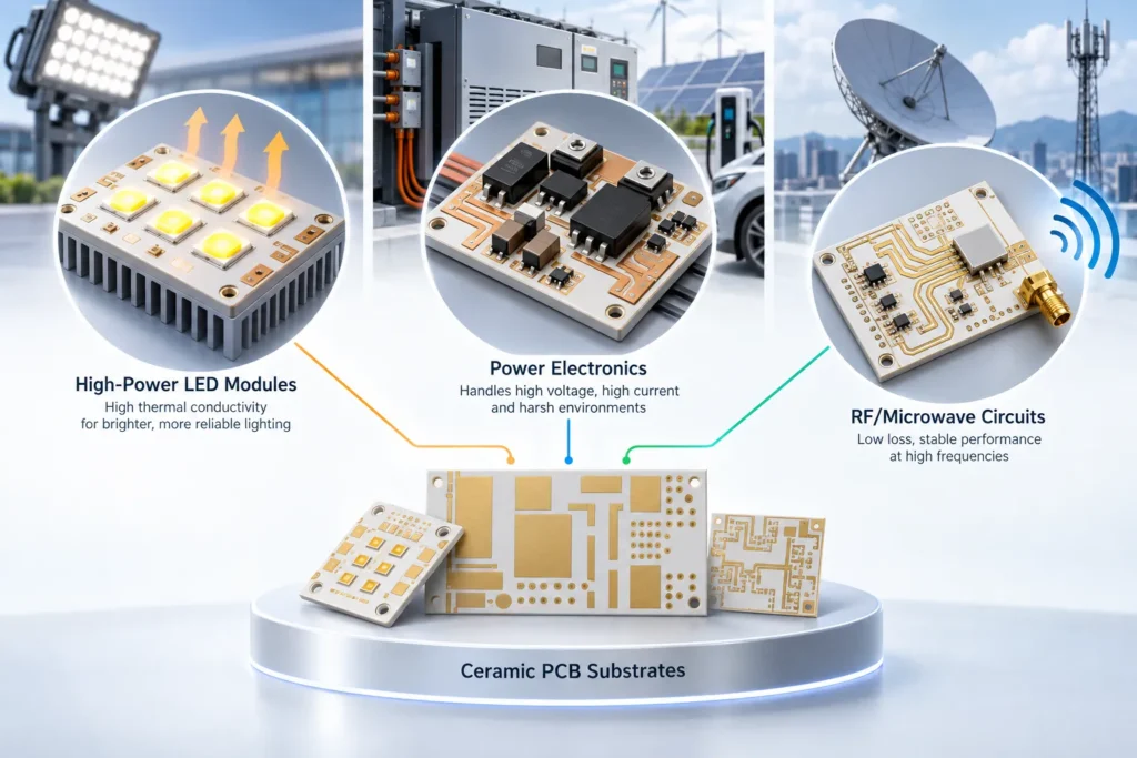 ceramic pcb applications high power led power electronics rf