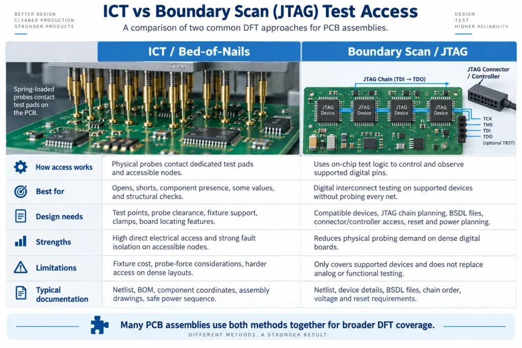 ict boundary scan test access comparison chart