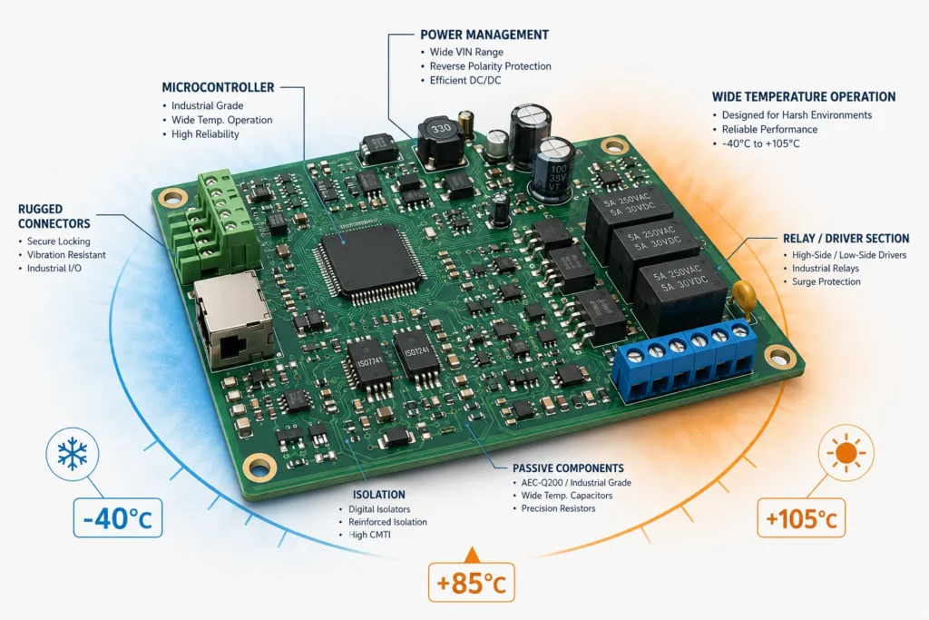 industrial control pcb design wide temperature range components