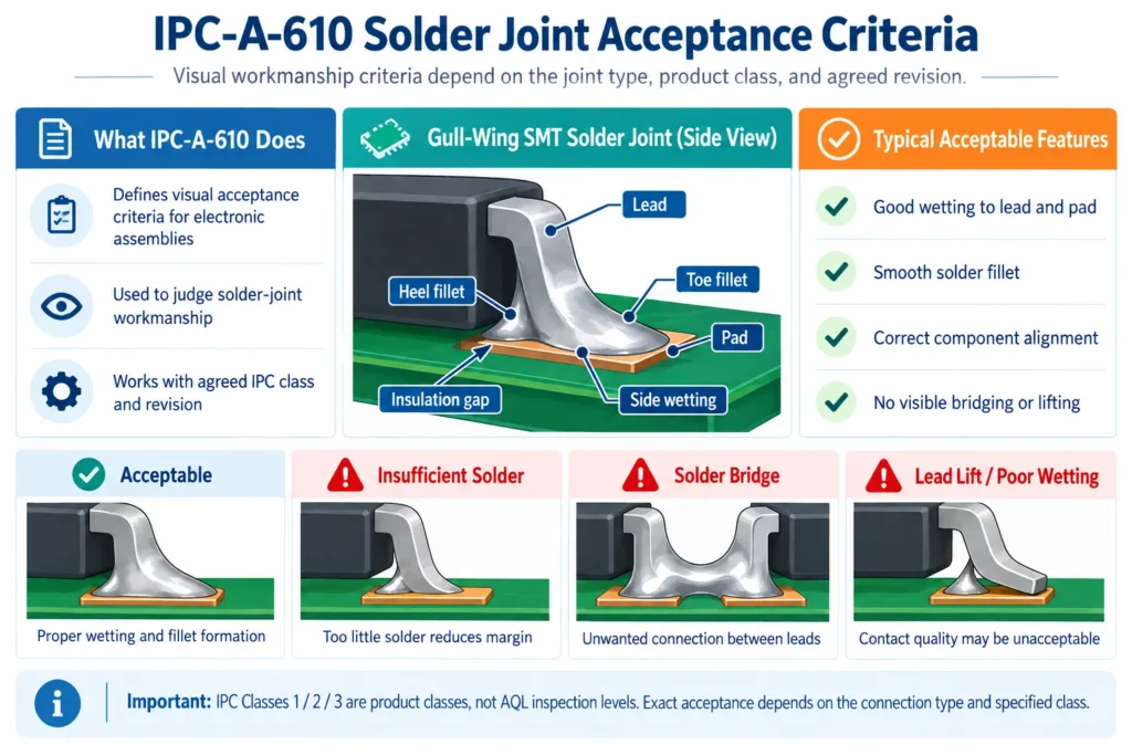 pc a610 solder joint acceptance criteria diagram