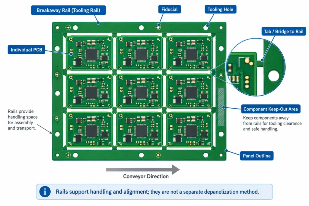pcb panel breakaway rail diagram 1