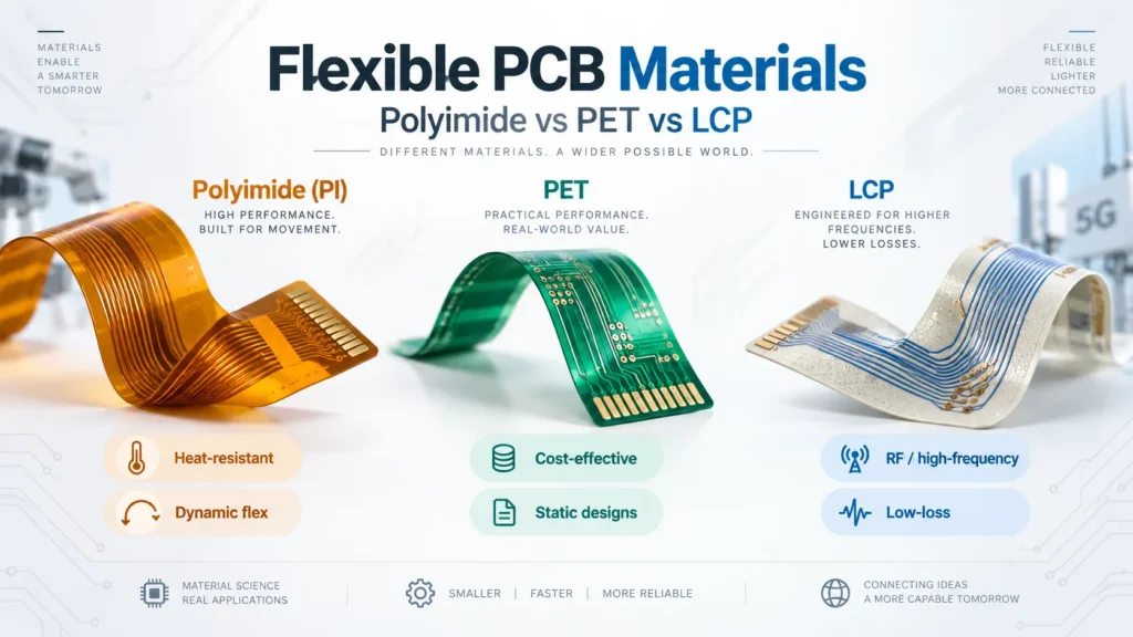flexible pcb materials polyimide pet lcp hero 1