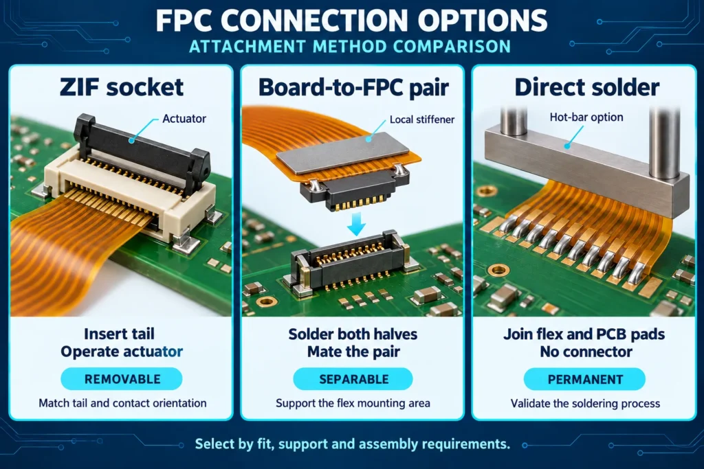 fpc connector attachment types comparison chart