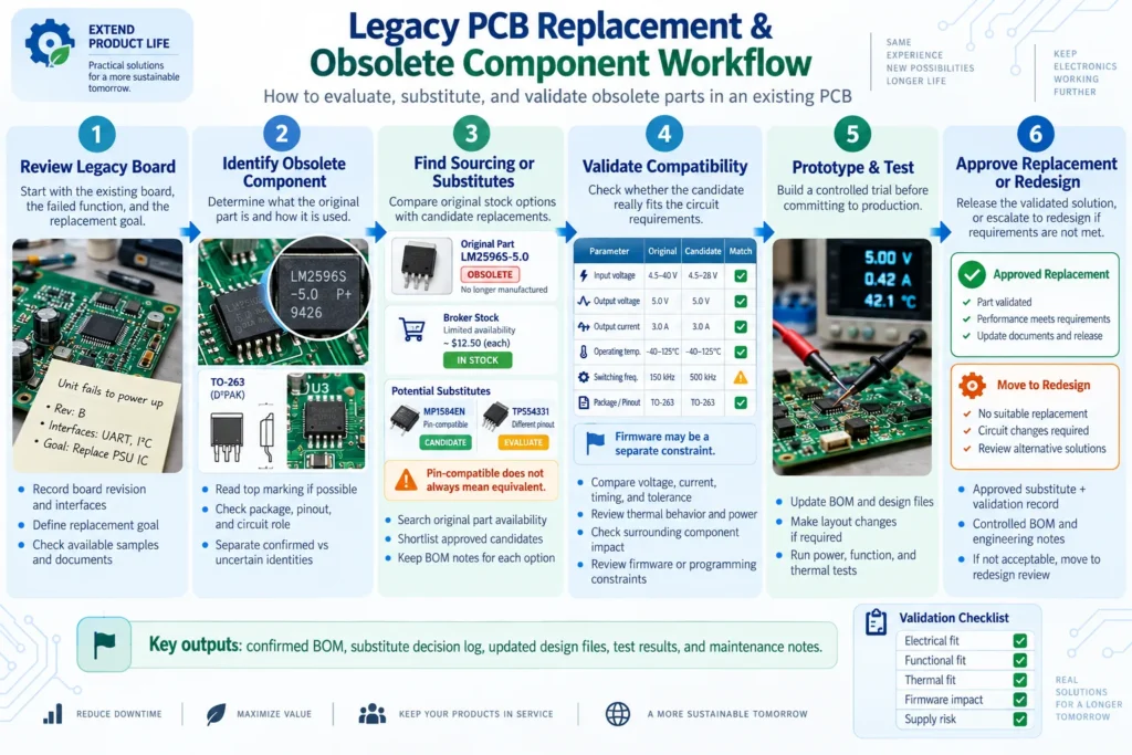 legacy pcb replacement obsolete component workflow chart