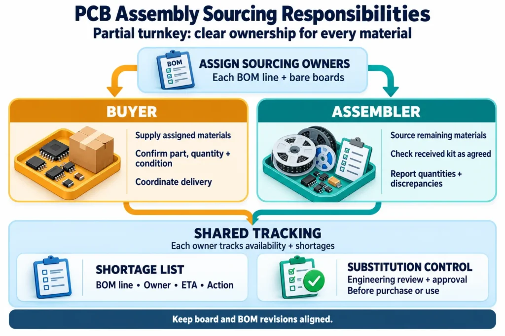 pcb assembly sourcing responsibility diagram