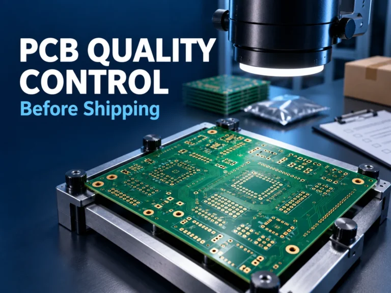 Bare PCB under optical inspection during quality control before shipping