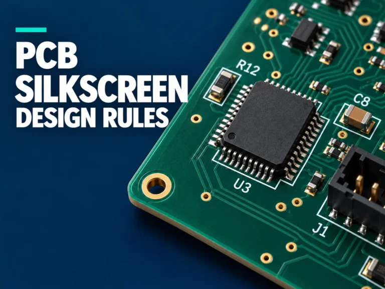 PCB silkscreen design with clear white component markings on a green circuit board